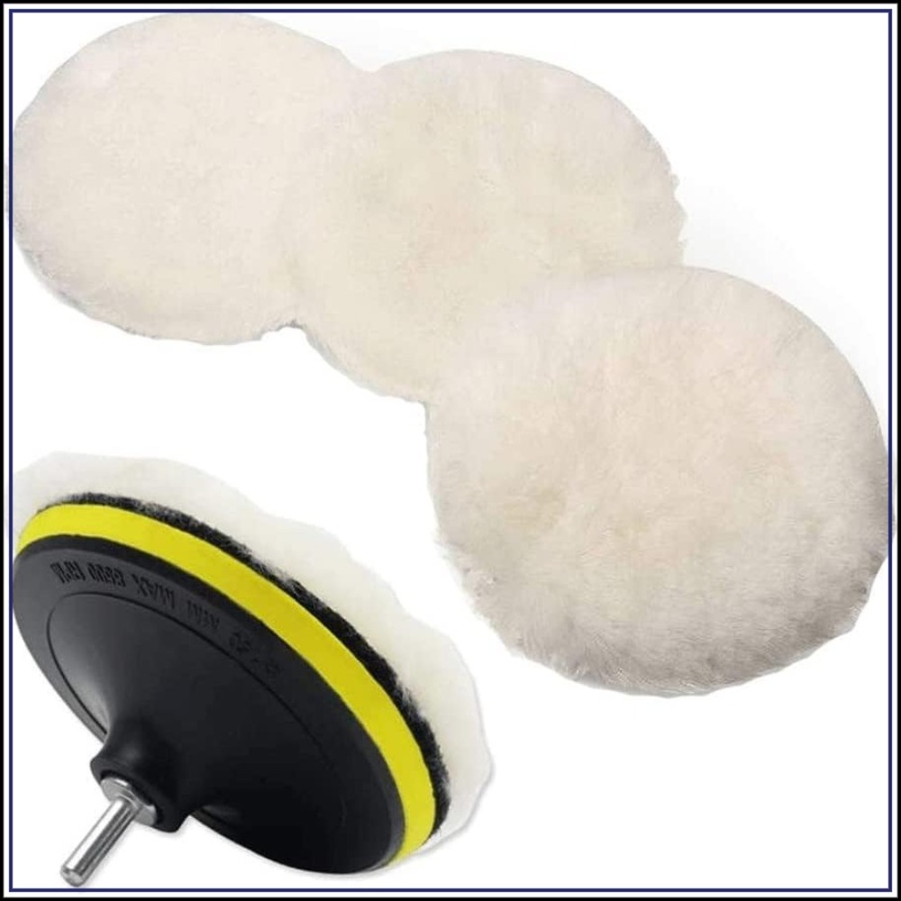 Polish Pad Set Buffer - 6個入り 5インチウール研磨パッドセット ドリルバッファーアタッチメント用 M14アダプター付き