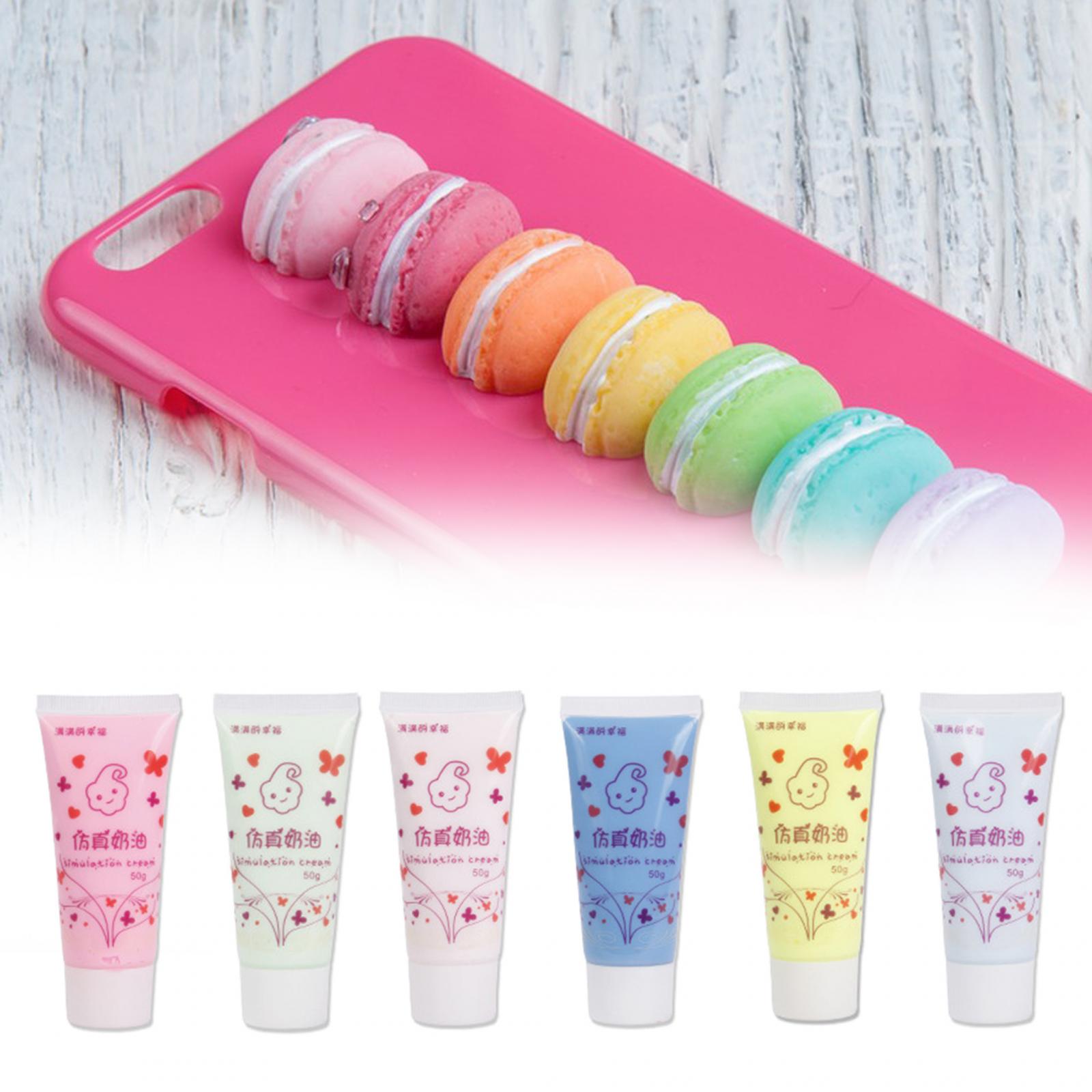 Clay Bar Lubricant - 6x シミュレーションホイップクリーム接着剤セット DIY 電話ケースクリーム粘土接着剤クリーム接着剤手作り成形ミラージュエリー作成