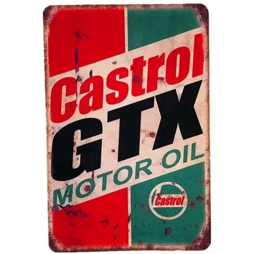 Castrol Oil Gtx - カストロール GTX モーターオイル ブリキ看板 レトロな自動車修理工場の壁飾り 男性用洞窟ガレージ