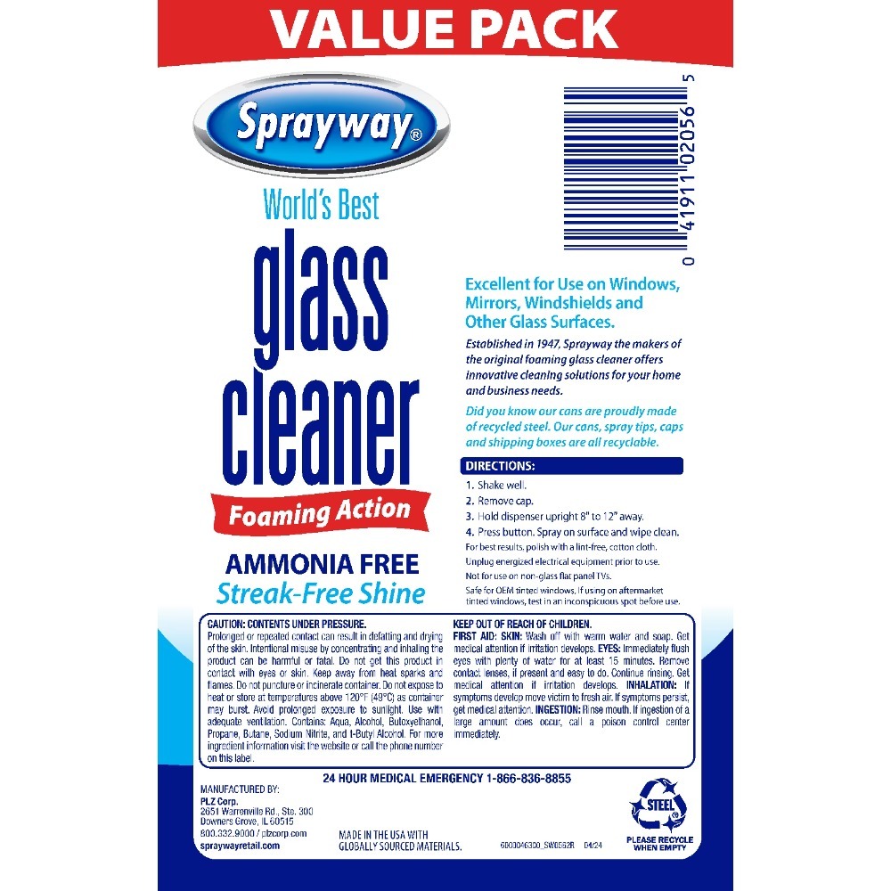 ガラスクリーナー泡状エアゾールスプレー、19オンス、2個パッ - Glass Cleaner Streak のレビューと価格