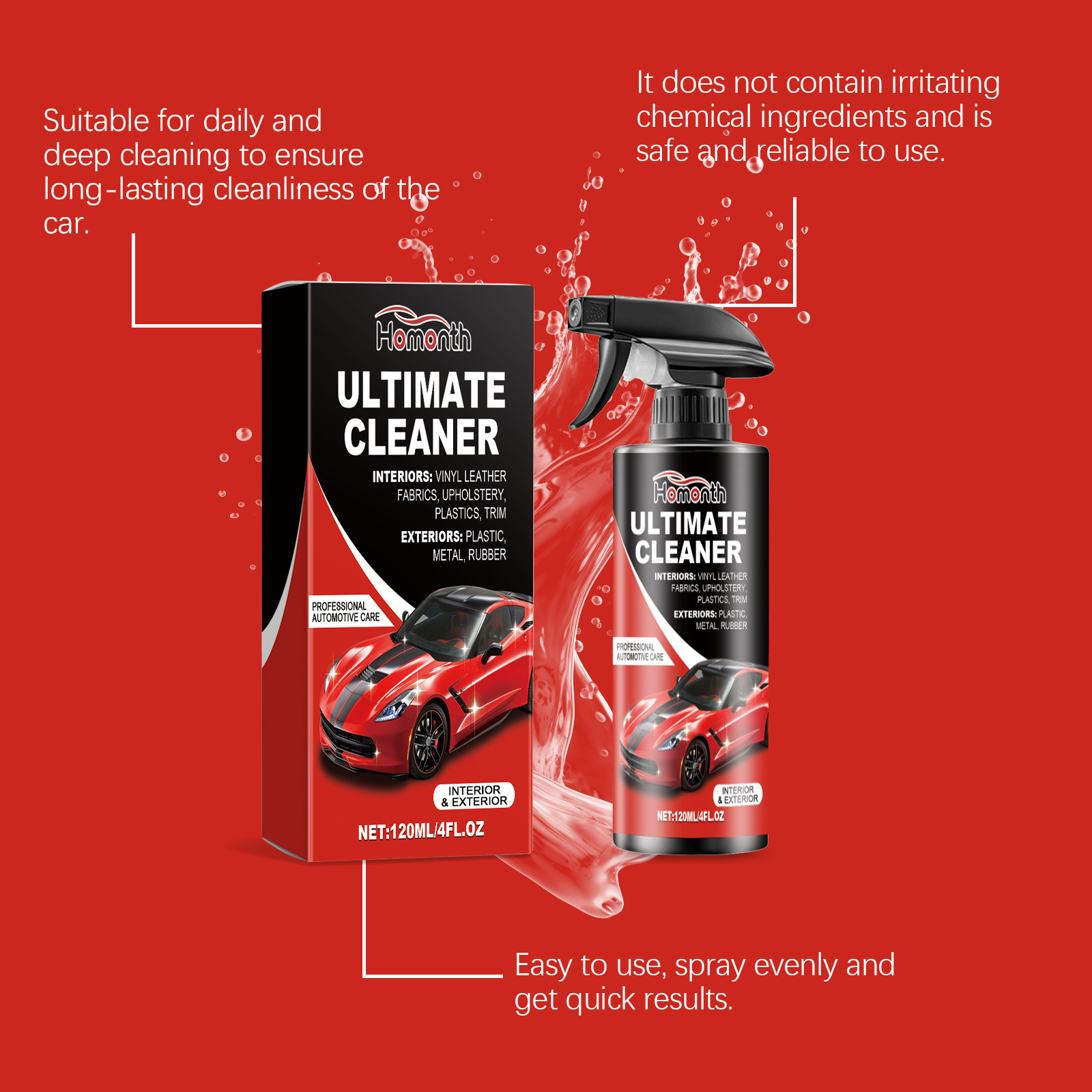 ホモンス 120ml 車内汚れ除去クリーナー 自動車磨き剤  - Leather Cleaner Interior のレビューと価格